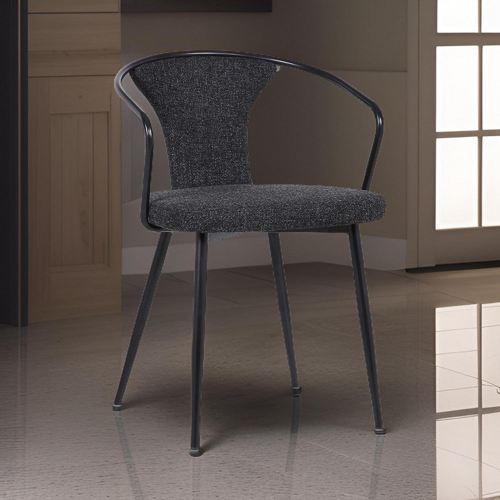 19 Inch Modern Fabric Dining Chair with Curved Back, Black - BM236624