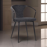 19 Inch Modern Fabric Dining Chair with Curved Back, Black - BM236624