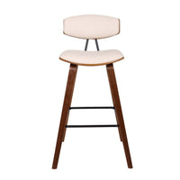 28.5 Inches Contoured Seat Leatherette Barstool, Cream - BM236650