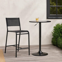 24 Inches Round Adjustable Pub Table with Metal Base, Black - BM236681