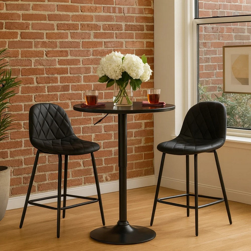 24 Inches Round Adjustable Pub Table with Metal Base, Black - BM236681