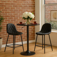 24 Inches Round Adjustable Pub Table with Metal Base, Black - BM236681