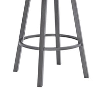 26  Inches Metal Cross Back Counter Barstool with Leatherette Seat, Gray - BM236799