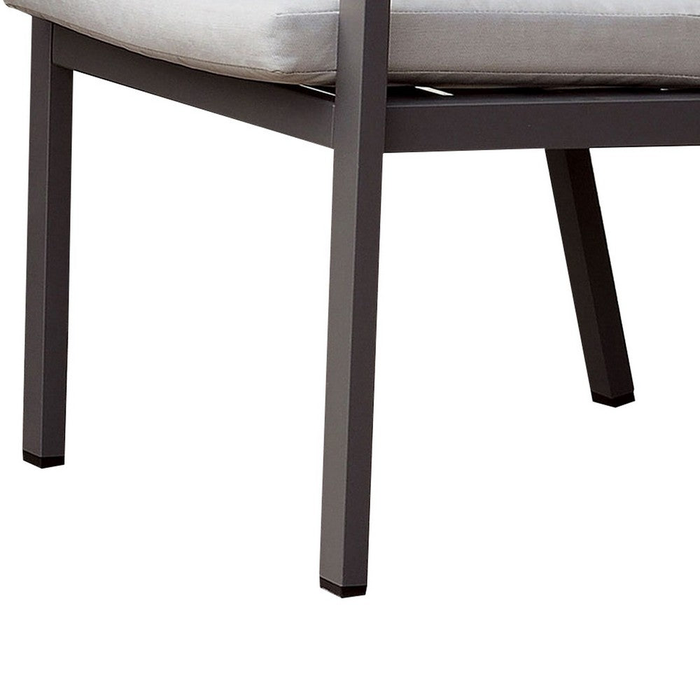 Aluminum Frame Arm Chair with Fabric Back and Seat Cushions, Gray - BM237155