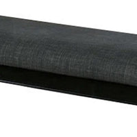 Fabric Seat Bench with Wooden Sleek Block Legs, Black and Gray - BM237156