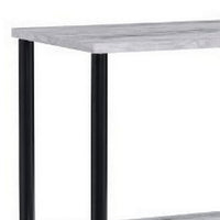 4 Tier Design Bookshelf with Metal Tubular Legs, Antique White - BM237179