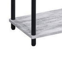 4 Tier Design Bookshelf with Metal Tubular Legs, Antique White - BM237179