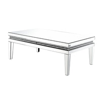 Mirror Inlay Coffee Table with Faux Crystal Accents, Silver - BM238104