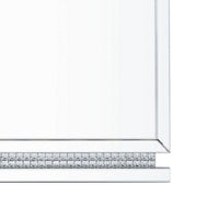 Rectangular Mirror Wall Decor with Faux Crystals and Triangular Top, Silver - BM238113