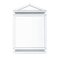 Rectangular Mirror Wall Decor with Faux Crystals and Triangular Top, Silver - BM238113