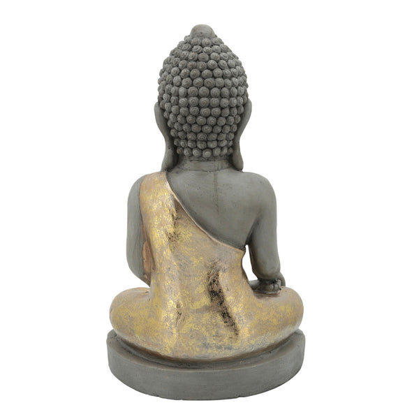 Sitting Buddha Design Resin Accent Decor, Gray - BM238266