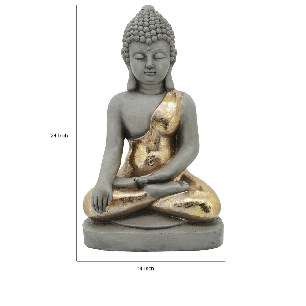 Sitting Buddha Design Resin Accent Decor, Gray - BM238266