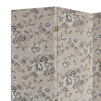 71 Inch 3 Panel Fabric Room Divider with Floral Print, Gray - BM238281