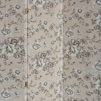 71 Inch 3 Panel Fabric Room Divider with Floral Print, Gray - BM238281