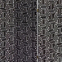 71 Inch 3 Panel Fabric Room Divider with Geometric Print, Black - BM238284