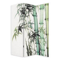 72 Inch 3 Panel Canvas Room Divider with Bamboo Print,Multicolor - BM238286