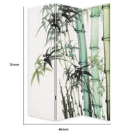 72 Inch 3 Panel Canvas Room Divider with Bamboo Print,Multicolor - BM238286