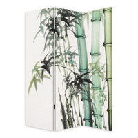 72 Inch 3 Panel Canvas Room Divider with Bamboo Print,Multicolor - BM238286