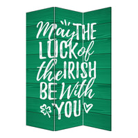 72 Inch 3 Panel Canvas St Patricks Day Print Room Divider,Green - BM238287