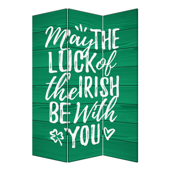 72 Inch 3 Panel Canvas St Patricks Day Print Room Divider,Green - BM238287