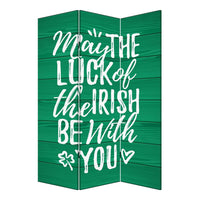 72 Inch 3 Panel Canvas St Patricks Day Print Room Divider,Green - BM238287