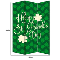 72 Inch 3 Panel Canvas St Patricks Day Print Room Divider,Green - BM238287