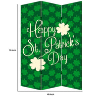 72 Inch 3 Panel Canvas St Patricks Day Print Room Divider,Green - BM238287