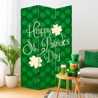 72 Inch 3 Panel Canvas St Patricks Day Print Room Divider,Green - BM238287