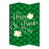 72 Inch 3 Panel Canvas St Patricks Day Print Room Divider,Green - BM238287