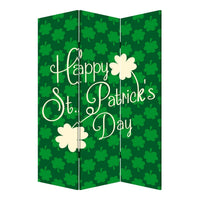 72 Inch 3 Panel Canvas St Patricks Day Print Room Divider,Green - BM238287