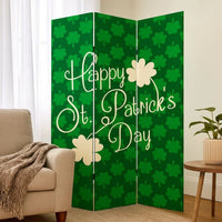 72 Inch 3 Panel Canvas St Patricks Day Print Room Divider,Green - BM238287