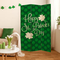 72 Inch 3 Panel Canvas St Patricks Day Print Room Divider,Green - BM238287