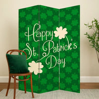 72 Inch 3 Panel Canvas St Patricks Day Print Room Divider,Green - BM238287