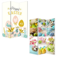 72 Inch 3 Panel Canvas Room Divider with Easter Print,Multicolor - BM238288