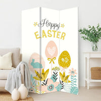 72 Inch 3 Panel Canvas Room Divider with Easter Print,Multicolor - BM238288