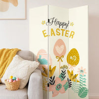 72 Inch 3 Panel Canvas Room Divider with Easter Print,Multicolor - BM238288