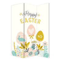 72 Inch 3 Panel Canvas Room Divider with Easter Print,Multicolor - BM238288
