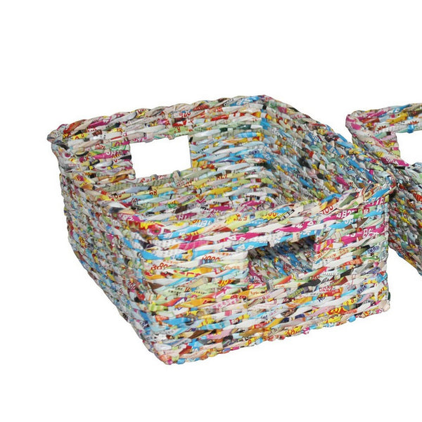 Recycled Paper Multipurpose Waste Bins, Set of 3, Multicolor - BM238292
