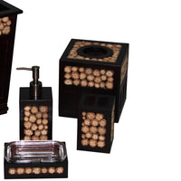 6 Piece Wooden Bath Ensemble Set with Log Accents, Brown - BM238293