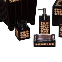 6 Piece Wooden Bath Ensemble Set with Log Accents, Brown - BM238293