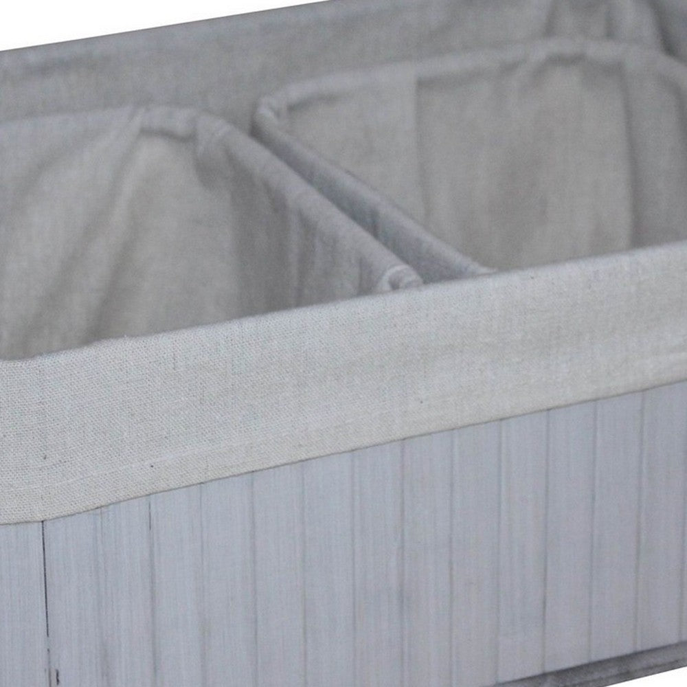 Rectangular Wooden and Fabric Storage Box, Set of 3, Gray - BM238294
