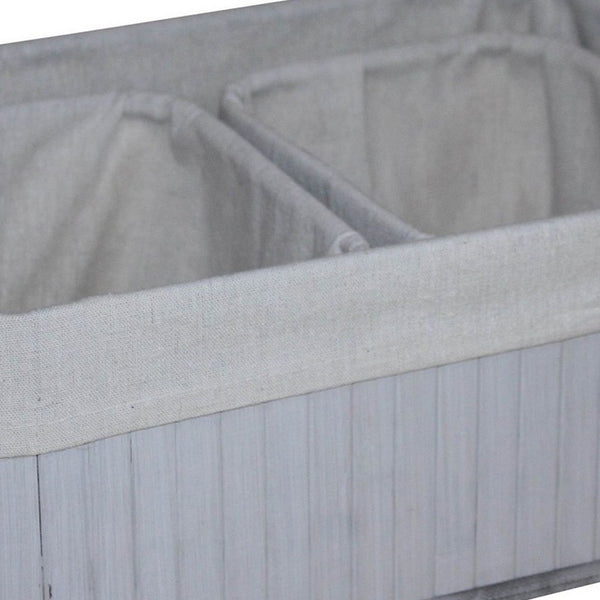 Rectangular Wooden and Fabric Storage Box, Set of 3, Gray - BM238294