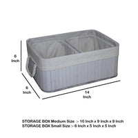 Rectangular Wooden and Fabric Storage Box, Set of 3, Gray - BM238294