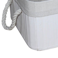 Rectangular Wooden and Fabric Storage Box, Set of 3, White - BM238295