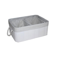 Rectangular Wooden and Fabric Storage Box, Set of 3, White - BM238295