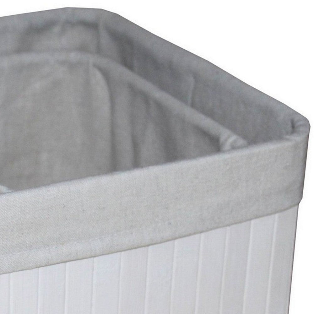 Rectangular Wooden and Fabric Storage Box, Set of 3, White - BM238295