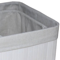 Rectangular Wooden and Fabric Storage Box, Set of 3, White - BM238295