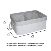 Rectangular Wooden and Fabric Storage Box, Set of 3, White - BM238295