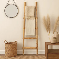 59 Inch Wooden Decorative Ladder with 5 Steps, Brown - BM238296