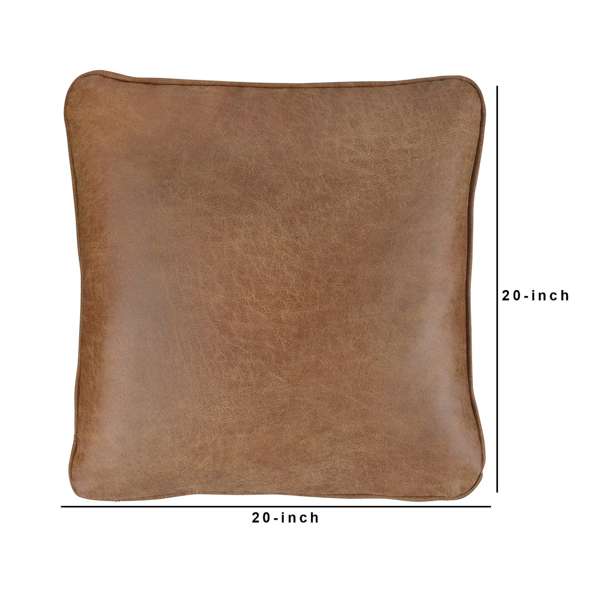 20 x 20 Leatherette Accent Pillow, Set of 4, Brown